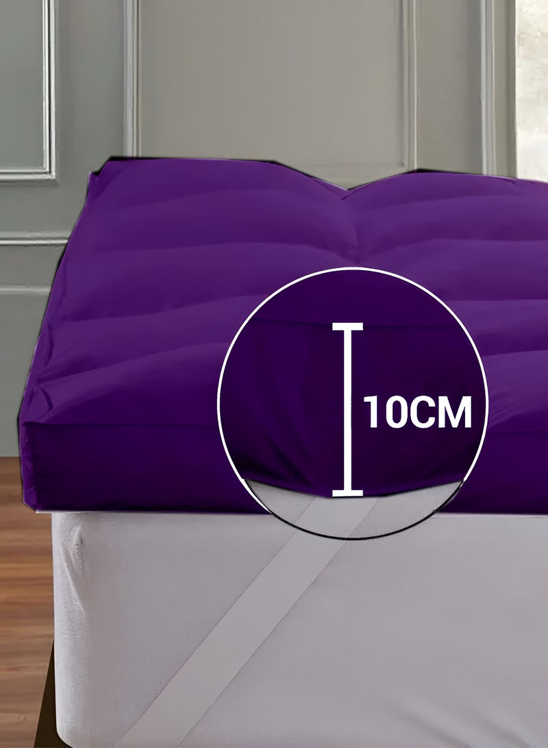 MAXQON Mattress Topper 10CM Thickness Quilted Microfiber 900gsm, King/Queen/Double/Single Sizes, Color Purple  - Image 3