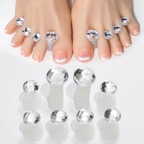 MHYGKTXRA 8pcs Toe Separator for Nail Polish Pedicure Silicone Toe Spacers for Feet Stretchers Spreaders Polish GuardsRound Diamond - Image 1