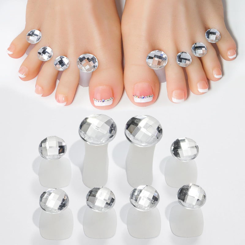 MHYGKTXRA 8pcs Toe Separator for Nail Polish Pedicure Silicone Toe Spacers for Feet Stretchers Spreaders Polish GuardsRound Diamond - Image 3