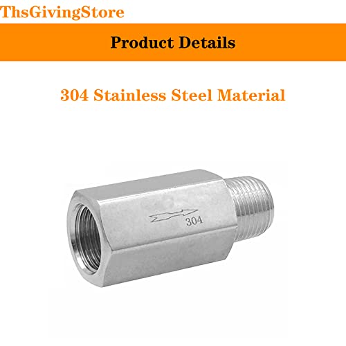 ThsGivingStore 1/4 Inch NPT Female to Male Thread 304 Stainless Steel Check Valve One Way Non-Return Valve for Water Oil Gas Check Valve 1PCS - Image 3