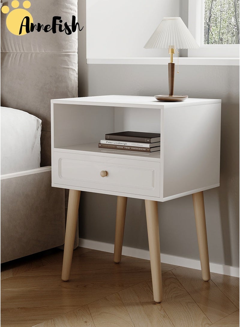 AnneFish 2pcs 45*34*60cm Nightstand with Drawer Home Bedside Table 2-Tier Modern Nightstands End Coffee Table with Open Storage Shelf for Bedrooms - Image 4