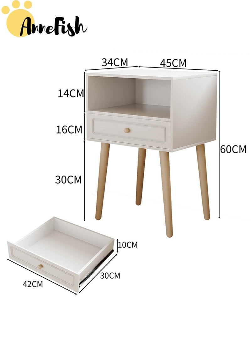 AnneFish 2pcs 45*34*60cm Nightstand with Drawer Home Bedside Table 2-Tier Modern Nightstands End Coffee Table with Open Storage Shelf for Bedrooms - Image 5