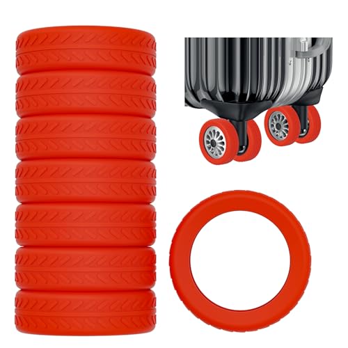 AWINNER Luggage Wheel Covers 8 Pack Upgraded,Silicone Luggage Wheel Protector Covers for most 8 Spinner Wheel Suitcases or Office Chair Caster,Durable,Mute and Shock Absorption (Red) - Image 1