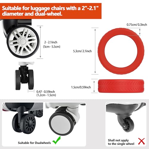 AWINNER Luggage Wheel Covers 8 Pack Upgraded,Silicone Luggage Wheel Protector Covers for most 8 Spinner Wheel Suitcases or Office Chair Caster,Durable,Mute and Shock Absorption (Red) - Image 4