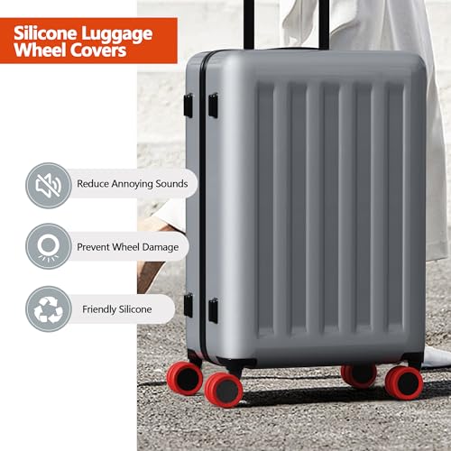 AWINNER Luggage Wheel Covers 8 Pack Upgraded,Silicone Luggage Wheel Protector Covers for most 8 Spinner Wheel Suitcases or Office Chair Caster,Durable,Mute and Shock Absorption (Red) - Image 2