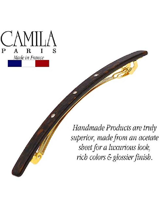 CAMILA Paris Cp2976 French Hair Barrette Large Handmade Brown Long Skinny Strong Hold Grip Hair Clips For Women Thin Automatic No Slip And Durable Styling Girls Hair Accessories Made In France - Image 3
