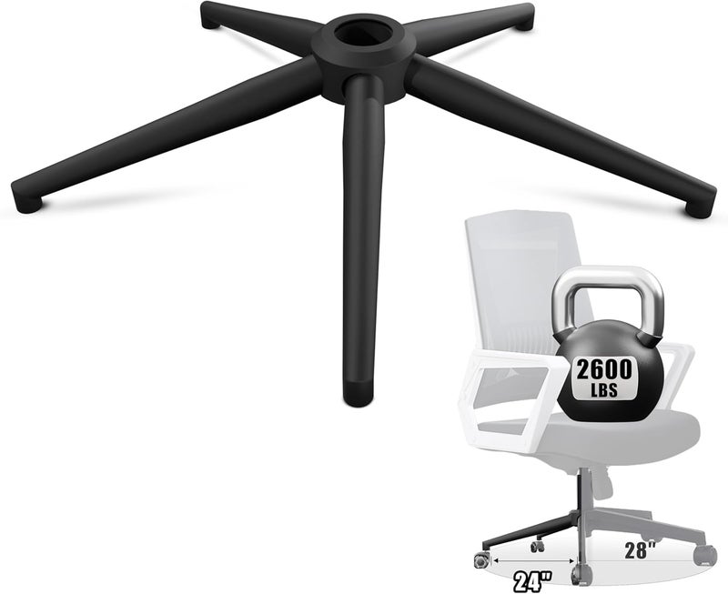 Sytopia Office Chair with 60cm Cross Base, Black Color, Heavy Duty 5 Star Metal Base, Swivel Cross, Fits 11mm x 22mm Wheels, Gas Spring - Image 1