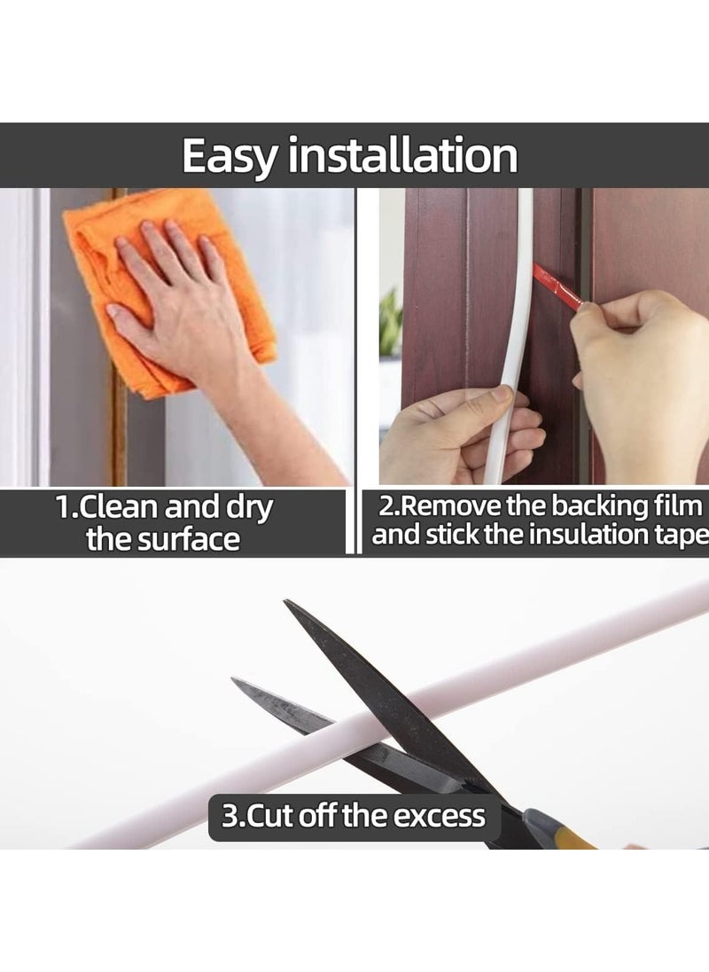 SYKON Door Weather Stripping Door Seal Strip, self-adhesive Rubber Door Insulation Weather Strip For Window And Door Soundproofing D Shape,weatherstripping For Door Frame Gap Blocker  - Image 5