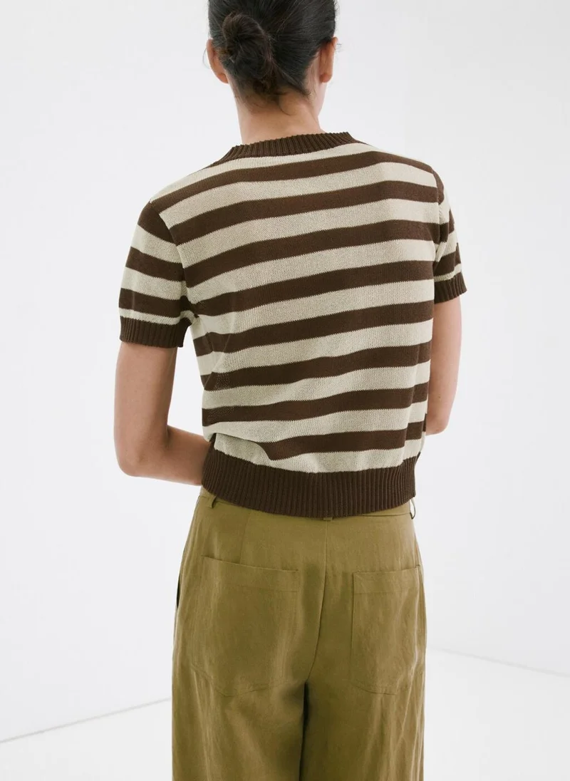 مانجو Crop striped sweater