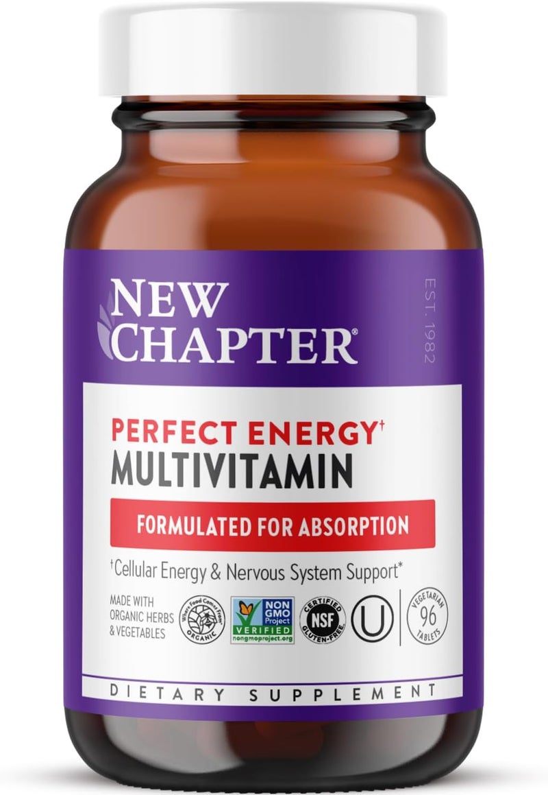 New Chapter Perfect Energy Multivitamin - 96 Tablets for Balanced Energy and Stress Support with B Vitamins and Vitamin D3 - Image 1