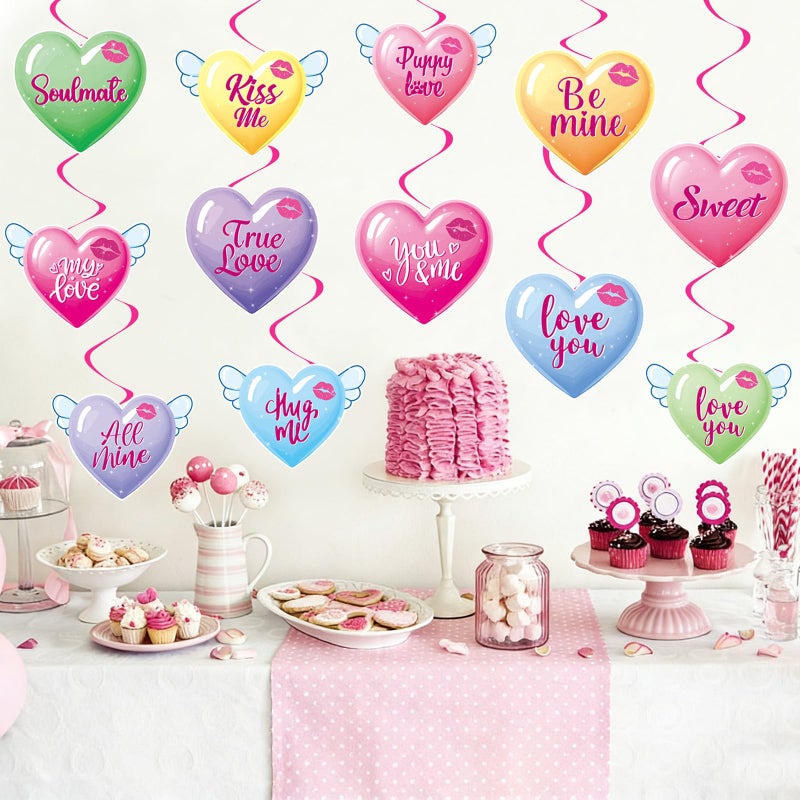 Runloon 40Pcs Valentine's Day Hanging Swirl Decorations, Colorful Valentine's Day Party Ceiling Hanging Swirls Valentine Hearts Foil Swirls Streamers for Valentine Themed Party Decor Supplies - Image 4