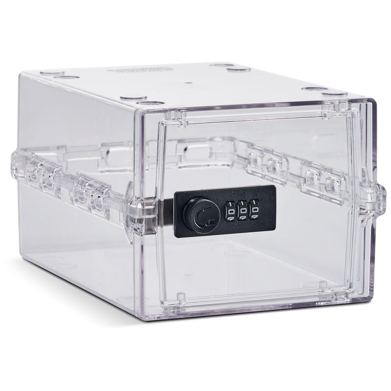Lockabox Miniâ„¢ | Small Lock Box with Combination Lock (Half Letter Sized) | Mini Lockable Box for Small Medicines, Snacks & Mobile Phones | External Size 8.8 x 6.1 x 4.7 Inches (Crystal) - Image 1