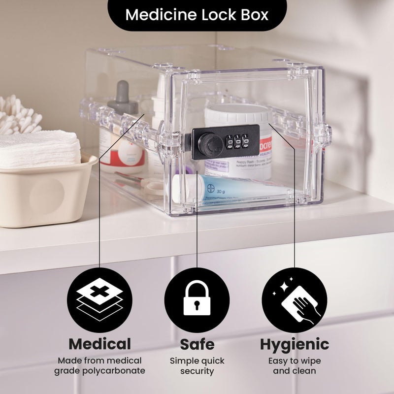 Lockabox Miniâ„¢ | Small Lock Box with Combination Lock (Half Letter Sized) | Mini Lockable Box for Small Medicines, Snacks & Mobile Phones | External Size 8.8 x 6.1 x 4.7 Inches (Crystal) - Image 3