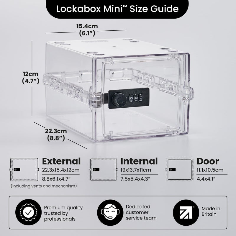 Lockabox Miniâ„¢ | Small Lock Box with Combination Lock (Half Letter Sized) | Mini Lockable Box for Small Medicines, Snacks & Mobile Phones | External Size 8.8 x 6.1 x 4.7 Inches (Crystal) - Image 4