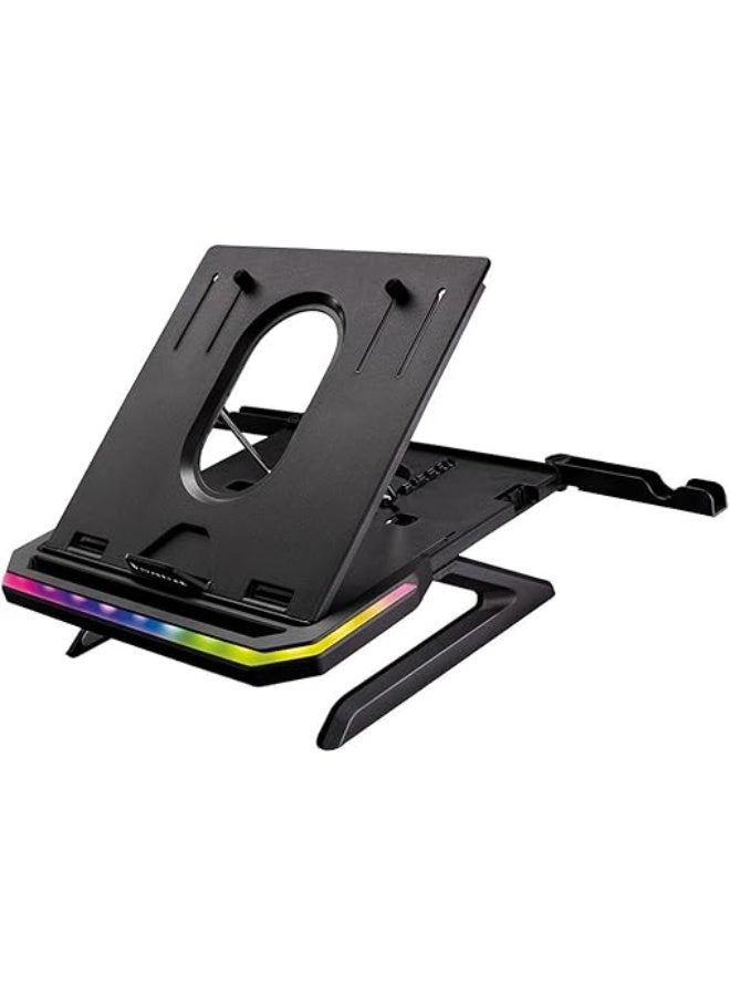 SureFire Portus X1 Gaming Laptop Stand, Notebook Stand Height Adjustable with RGB Lighting, Holder for Laptops with 10, 17.3 Inches, Tablet Risers with Ventilation for the Desk - Image 1