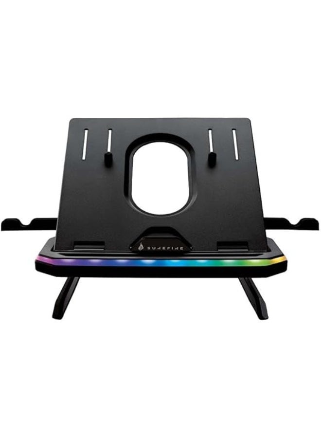 SureFire Portus X1 Gaming Laptop Stand, Notebook Stand Height Adjustable with RGB Lighting, Holder for Laptops with 10, 17.3 Inches, Tablet Risers with Ventilation for the Desk - Image 2