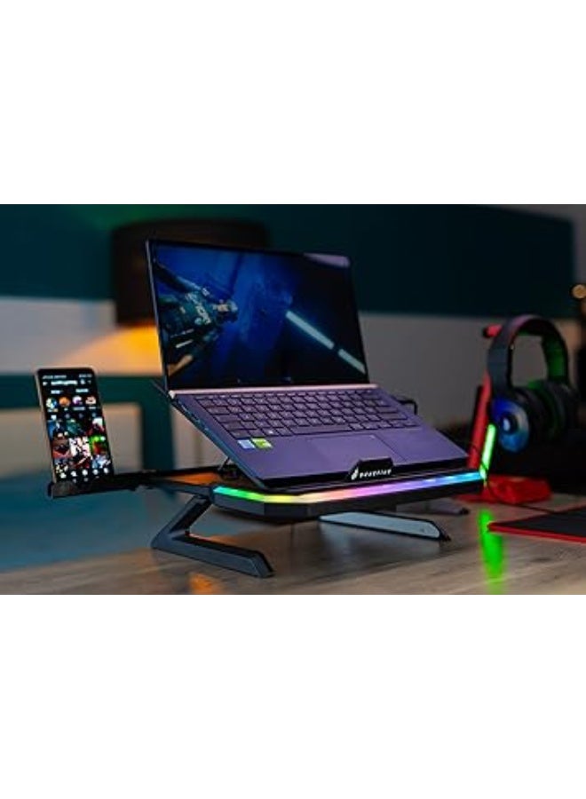 SureFire Portus X1 Gaming Laptop Stand, Notebook Stand Height Adjustable with RGB Lighting, Holder for Laptops with 10, 17.3 Inches, Tablet Risers with Ventilation for the Desk - Image 4