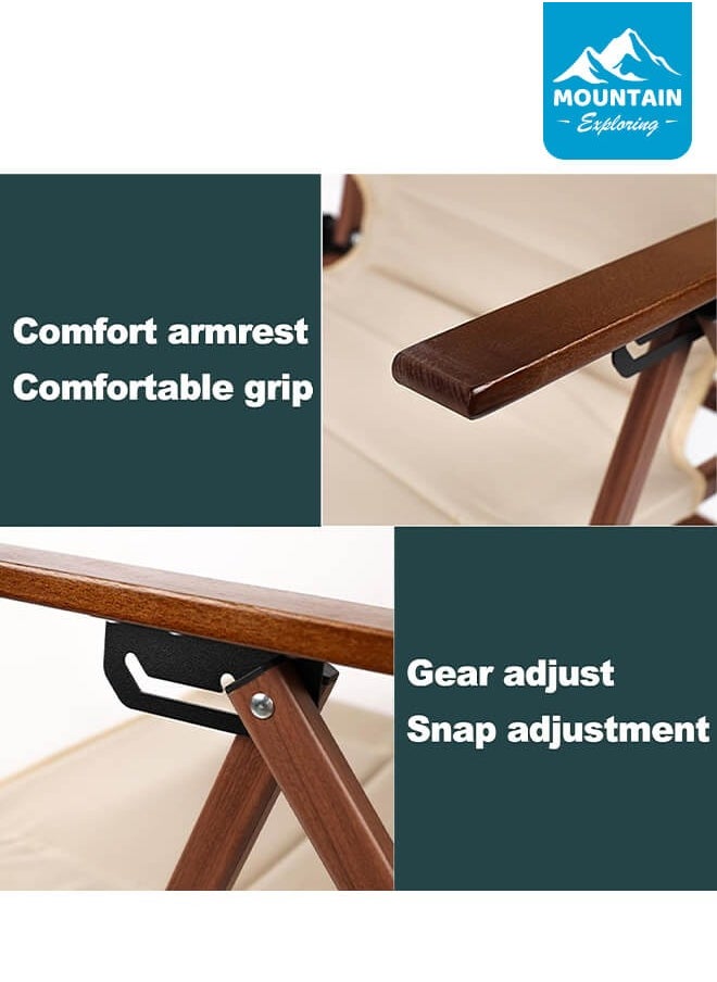 MOUNTAIN EXPLORING Adjustable Backrest Indoor and Outdoor Chair, Foldable, with Wooden Armrests, Padded Headrest, and Sturdy Metal Frame  - Image 5