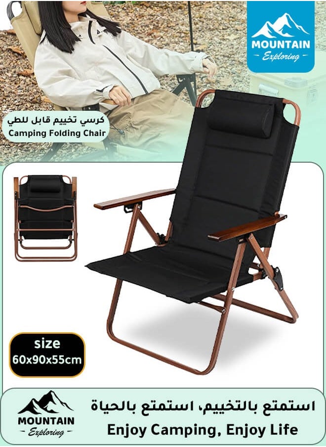 Adjustable Backrest Indoor and Outdoor Chair, Foldable, with Wooden Armrests, Padded Headrest, and Sturdy Metal Frame - pzsku/Z5DA39CDCAD186E3CD14EZ/45/_/1739153048/9bf4de1b-2fa7-4b97-a14c-b96081bd8aab