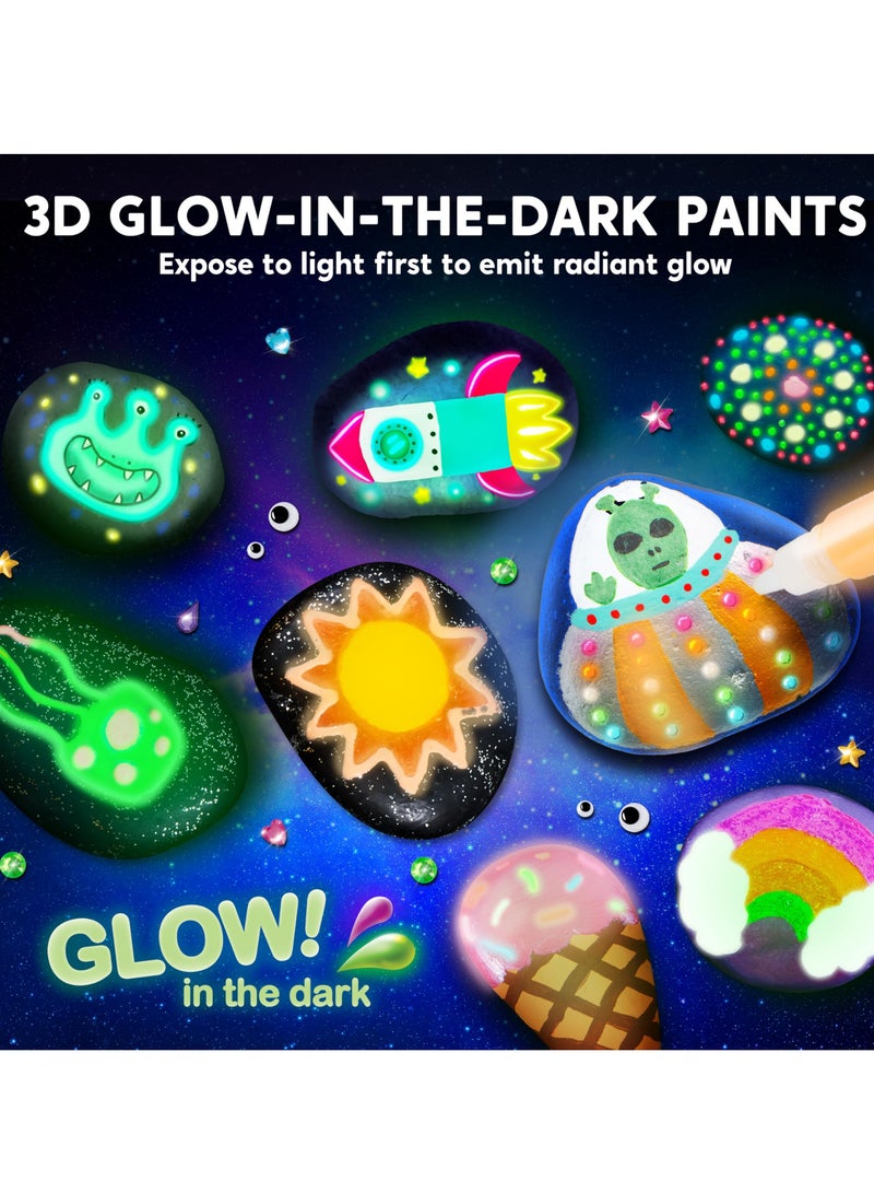 DURKU Rock Painting Kit for Kids, Glow in The Dark Pouring Rock Kit, Arts & Crafts Easter Gifts for Boys and Girls,Kids Craft Paint Kit, Fun Activities Kits - Image 2