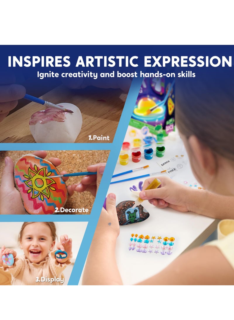 DURKU Rock Painting Kit for Kids, Glow in The Dark Pouring Rock Kit, Arts & Crafts Easter Gifts for Boys and Girls,Kids Craft Paint Kit, Fun Activities Kits - Image 3