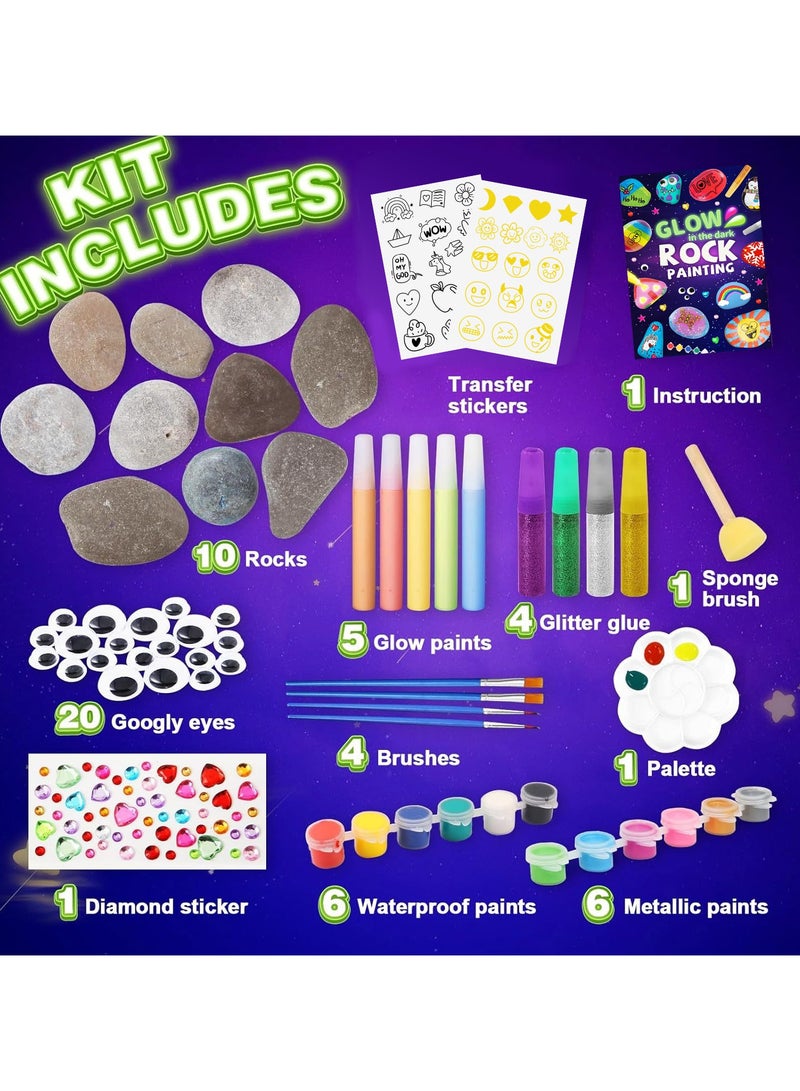DURKU Rock Painting Kit for Kids, Glow in The Dark Pouring Rock Kit, Arts & Crafts Easter Gifts for Boys and Girls,Kids Craft Paint Kit, Fun Activities Kits - Image 4