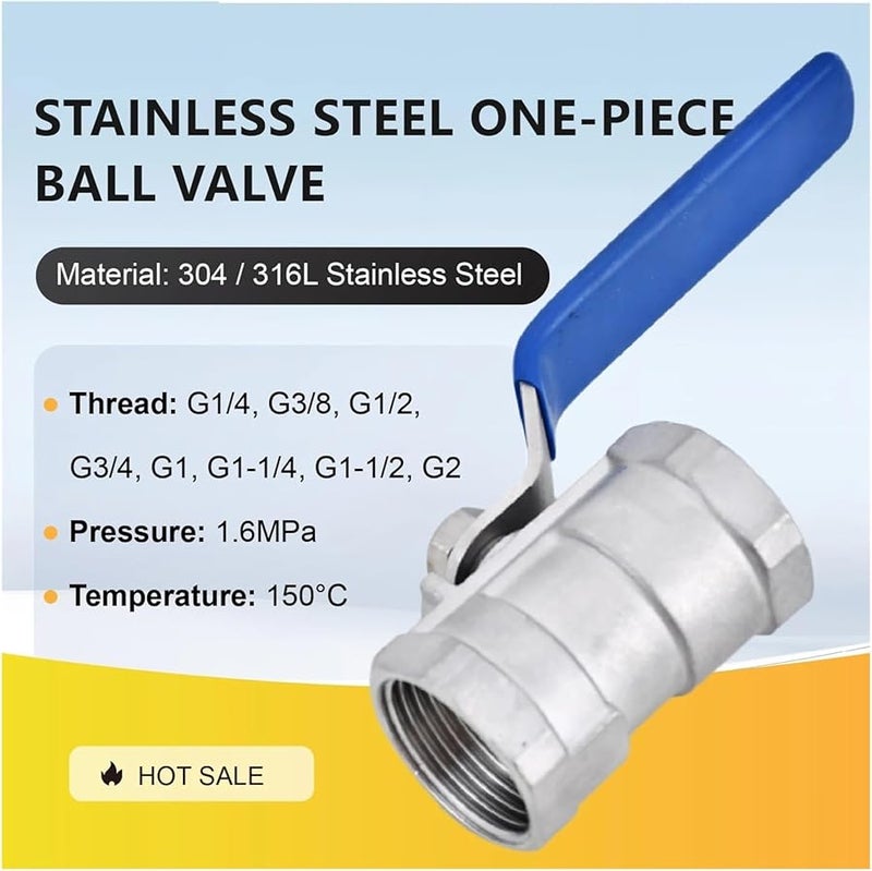 Stainless Steel Ball Valve Thread Integrated Internal DN50 SS304 Size - Image 3