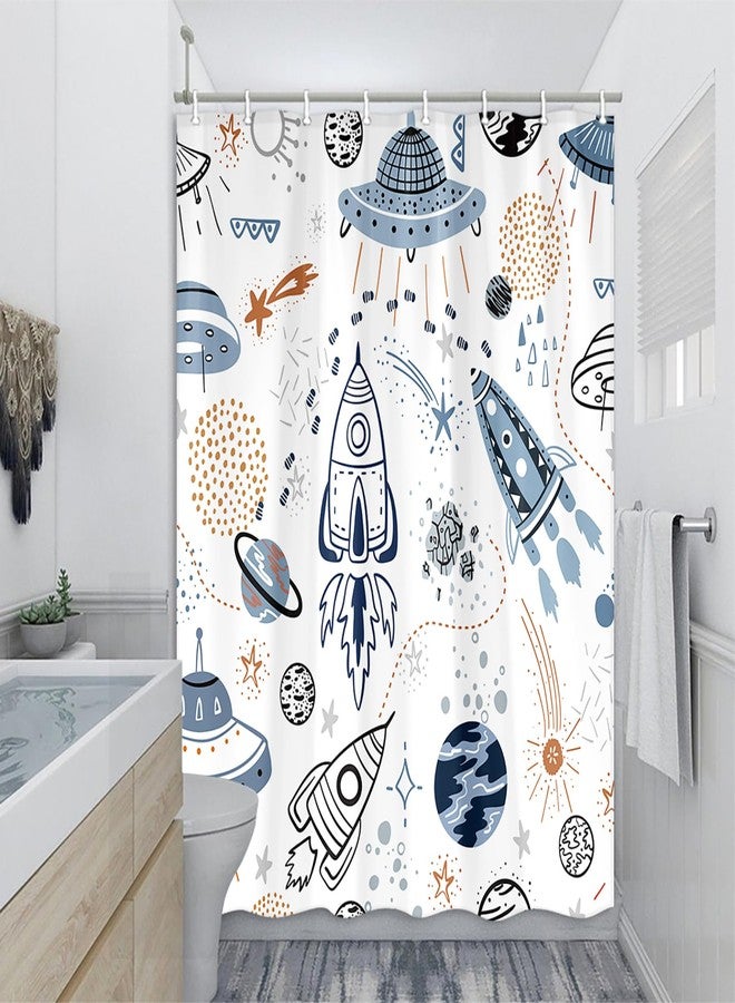 Drgilau Space Shower Curtain for Kids, Cartoon Planet Shower Curtains Cute Galaxy Bath Curtains for Children, Waterproof Galaxy Universe Kids Bathroom Sets Decor with 12 Hooks 72X72 Inch - Image 4