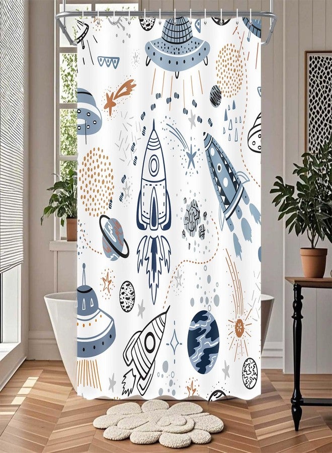 Drgilau Space Shower Curtain for Kids, Cartoon Planet Shower Curtains Cute Galaxy Bath Curtains for Children, Waterproof Galaxy Universe Kids Bathroom Sets Decor with 12 Hooks 72X72 Inch - Image 5