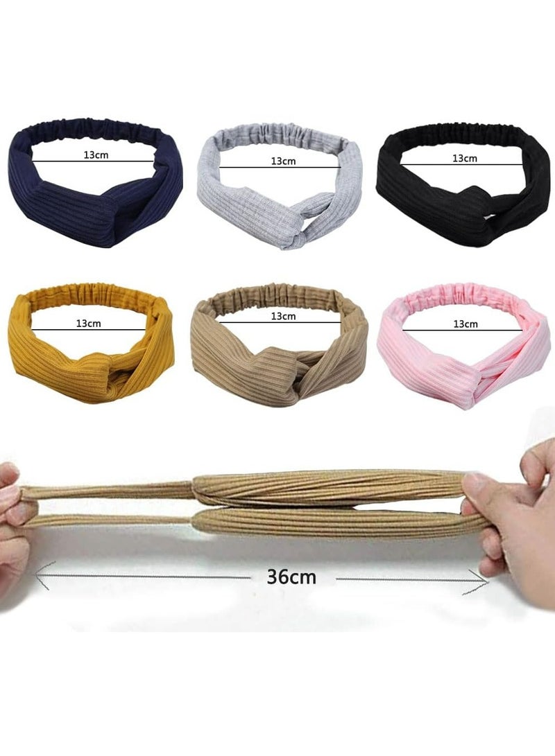 Loquat 6-Pack Boho Non-Slip Twist Knot Headbands for Women, Stretchy Hair Accessories - Image 3