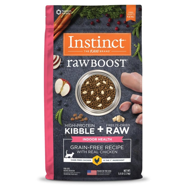 Instinct Raw Boost Indoor Health, Natural Dry Cat Food with Freeze Dried Pieces, Grain Free Recipe - Real Chicken, 5 lb. Bag - Image 1