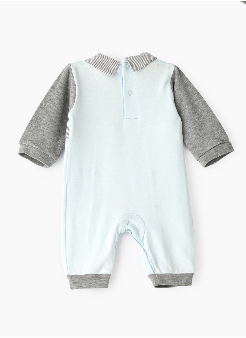 Tiny Hug - Baby Boy Blue and Grey Star Onesie - Image 1