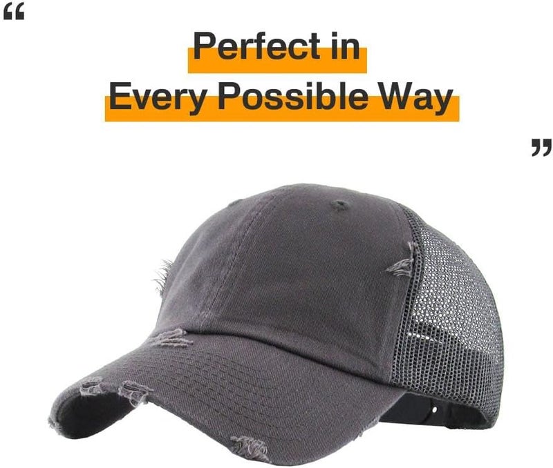 KBETHOS Vintage Washed Distressed Cotton Dad Hat Baseball Cap Adjustable Polo Trucker Unisex Style Headwear - Image 4