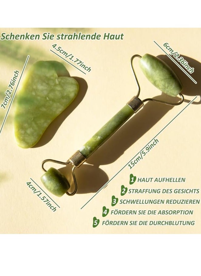 Generic Gua Sha Face SkinCare Kit, Face and Eye Massager, Jade Roller for Face, Guasha Stone Face, Facial Massage Roller, Muscle Relaxation, Eliminates Eye Swelling  - Image 1