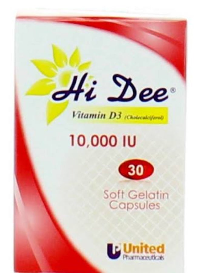 Hi Dee Vitamin D3 (Cholecalciferol) 10,000 IU Soft Gelatin Capsules, 30 Count