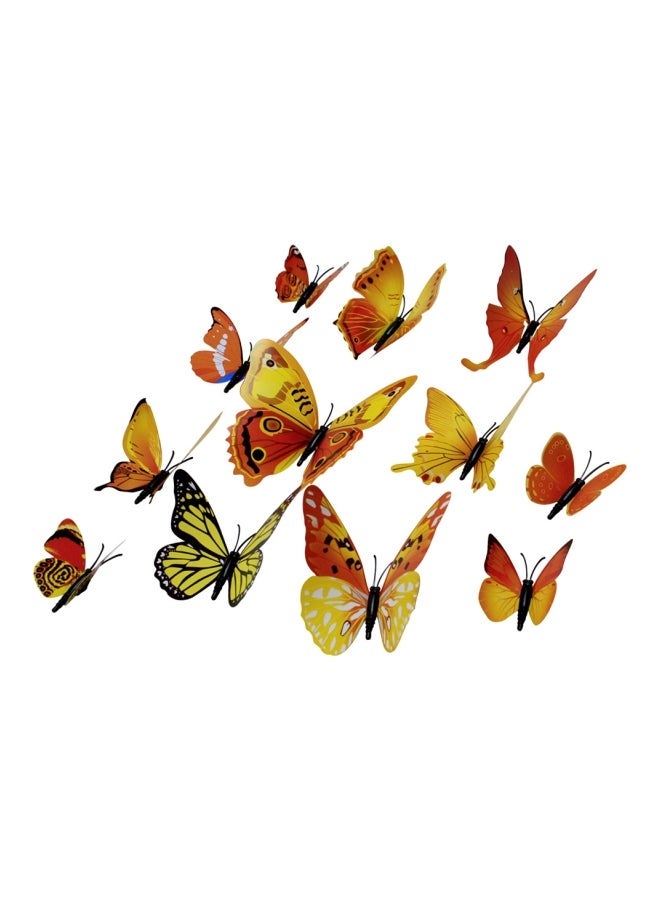 12-Piece 3D Butterfly Wall Sticker Yellow/Black/White 11x9.5x1centimeter - Image 1