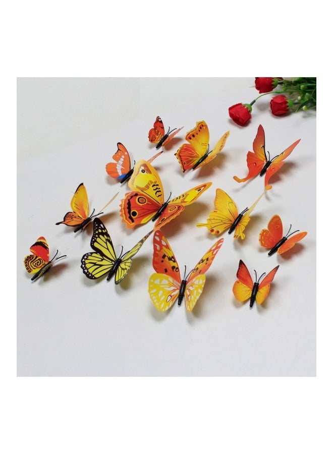 12-Piece 3D Butterfly Wall Sticker Yellow/Black/White 11x9.5x1centimeter - Image 3