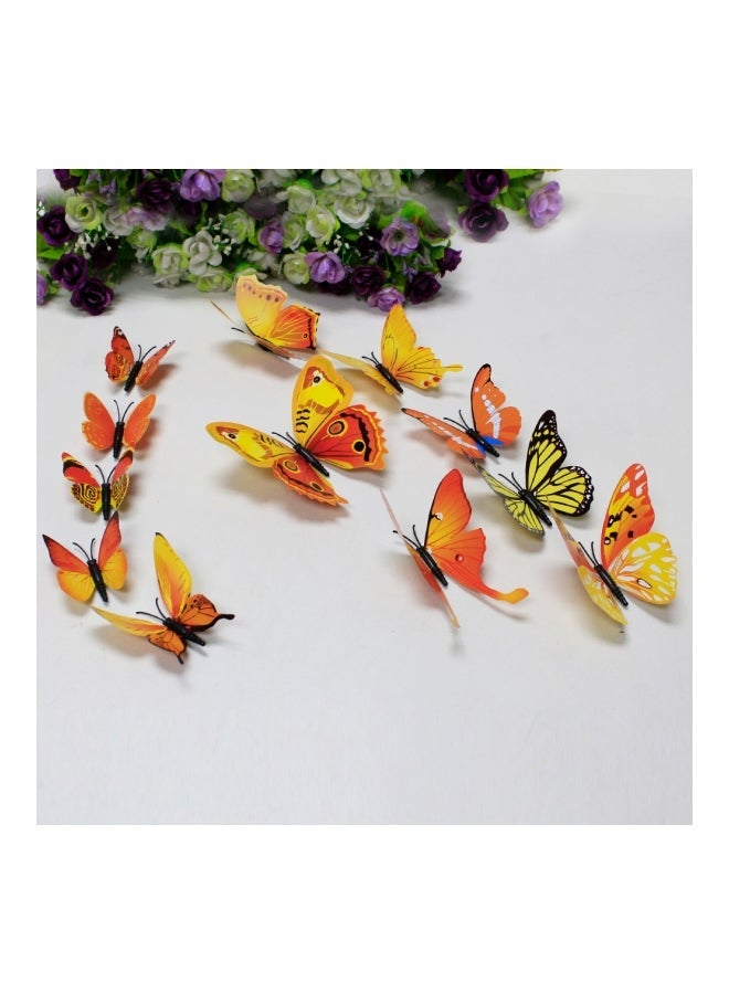 12-Piece 3D Butterfly Wall Sticker Yellow/Black/White 11x9.5x1centimeter - Image 2
