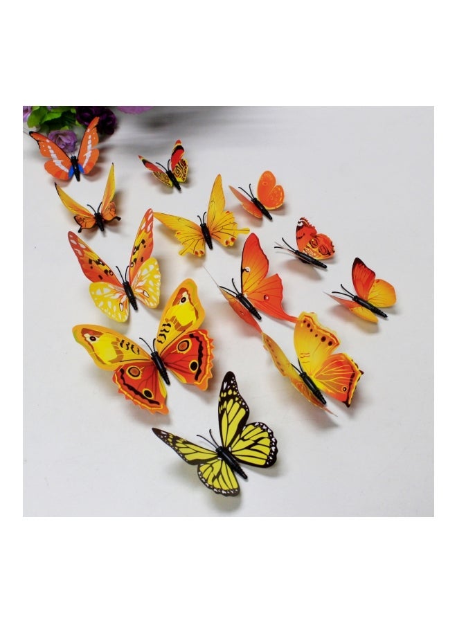 12-Piece 3D Butterfly Wall Sticker Yellow/Black/White 11x9.5x1centimeter - Image 4