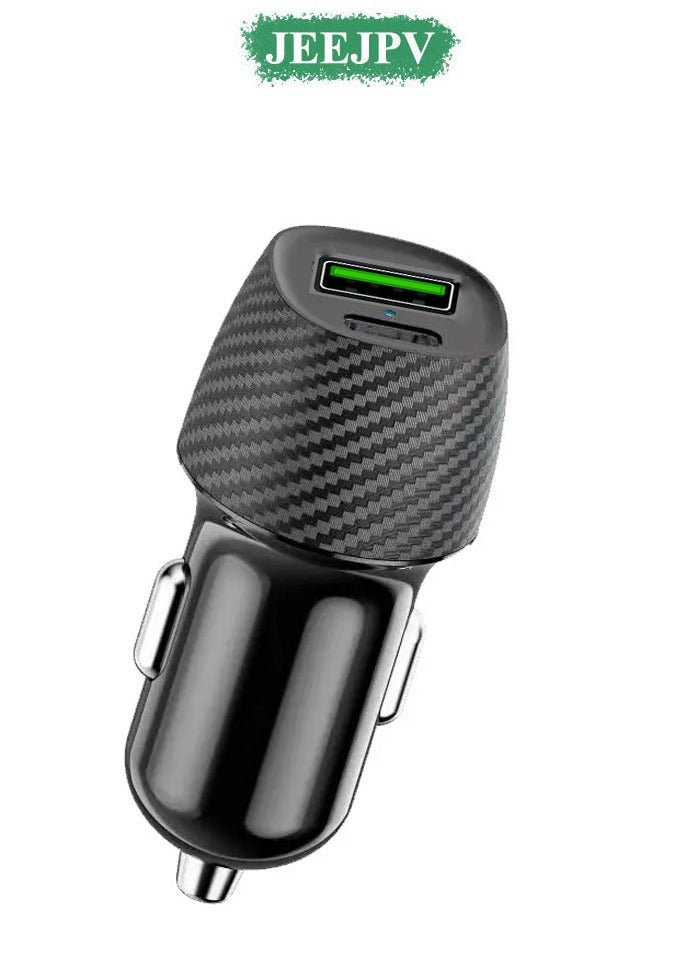 JEEJPV New fiber pattern car charger fully compatible with A+C48W fast charger car charger QC3.0 car charger  - Image 1