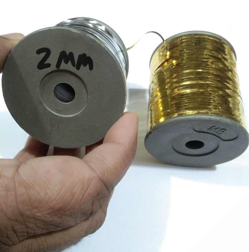 OMX Metallic Strip Mukaish Metal Thread for Embroidery Work, Beading, Jewellery Making and Crafts, 2 MM Wide, Gold & Silver, 1000 Mtr in 1 Roll - Image 2