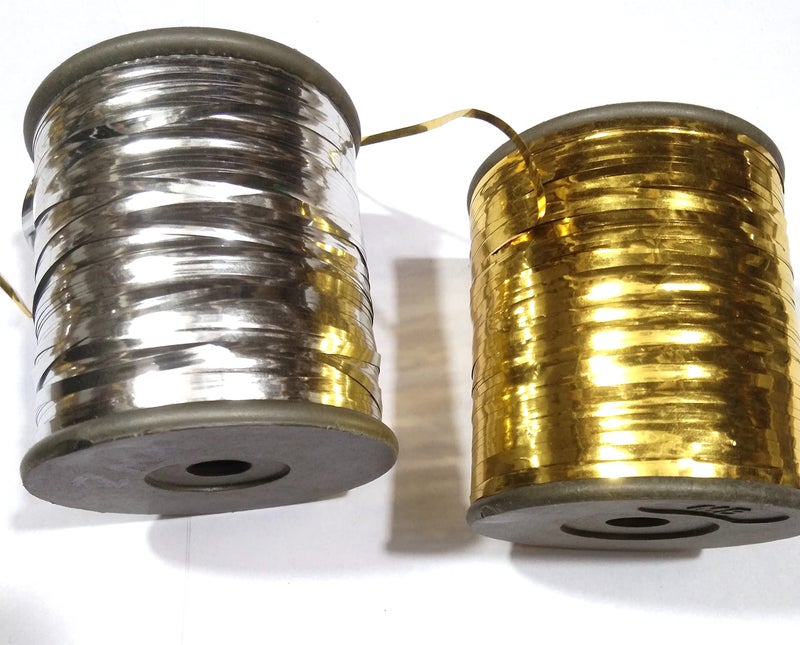 OMX Metallic Strip Mukaish Metal Thread for Embroidery Work, Beading, Jewellery Making and Crafts, 2 MM Wide, Gold & Silver, 1000 Mtr in 1 Roll - Image 3