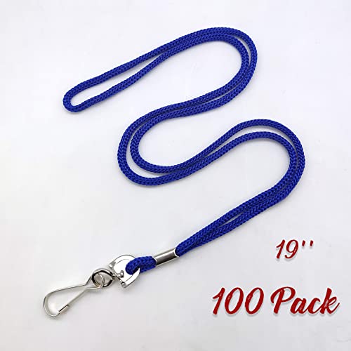 HOSL 100 Pack Badge Lanyard Office Lanyard ID Card Business Card Lanyards Students Employee Lanyards Round 36" With Swivel Hook (Blue) - Image 3