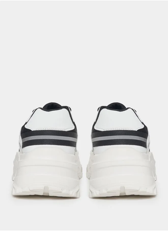 ستايلي Mono Lace Up Chunky Sneakers