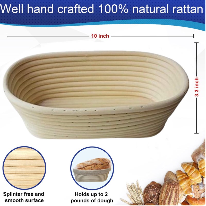 RoEsha 10 Inch Oval Bread Banneton Proofing Basket Set of 2, Sourdough Proofing Basket kit for Artisanal Baking â€“ Bread Making Tools For Professional & Home Bakers (10 inch oval- 2 pack) - Image 2