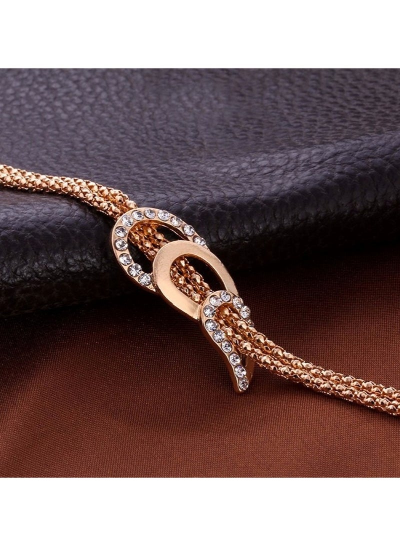 Huitich Four Piece Jewelry Set Necklace, Bracelet, Earrings, and Ring Gold - Image 5