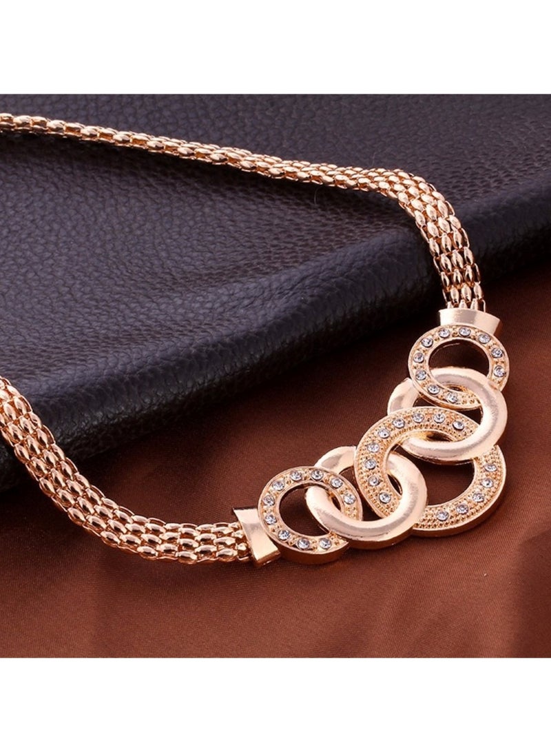 Huitich Four Piece Jewelry Set Necklace, Bracelet, Earrings, and Ring Gold - Image 3