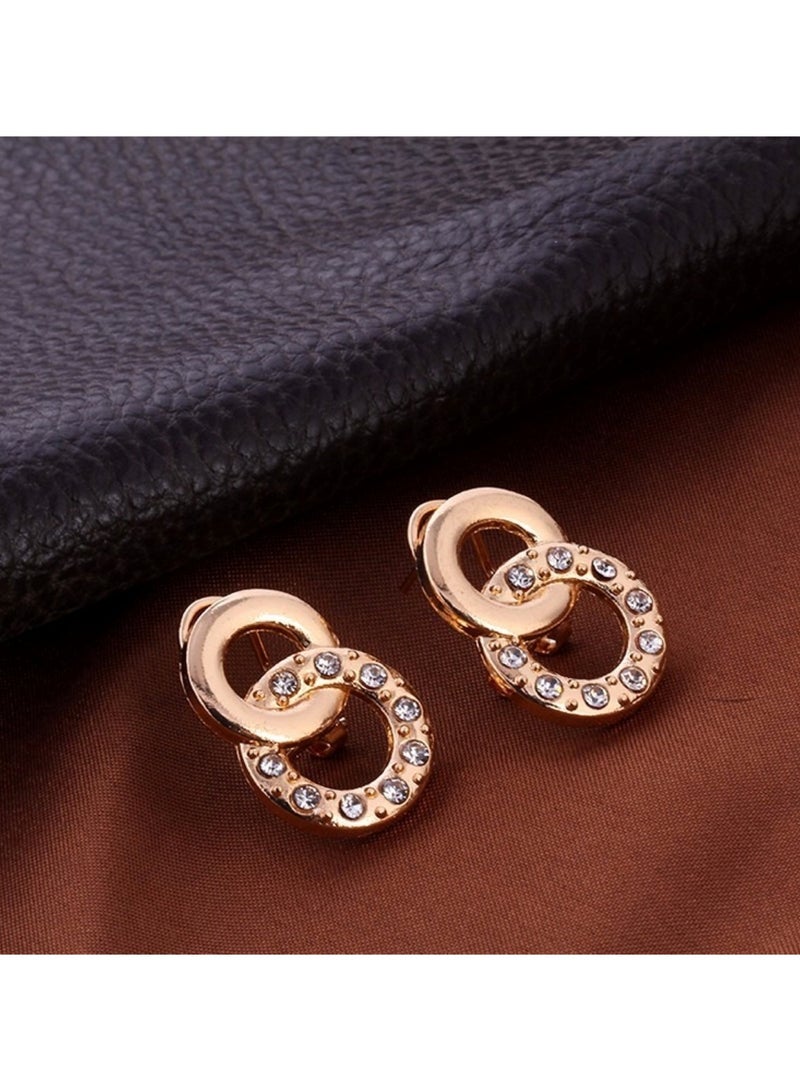 Huitich Four Piece Jewelry Set Necklace, Bracelet, Earrings, and Ring Gold - Image 4