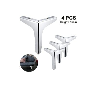 Generic Zohra Hardware Sofa Hardware Leg 4 Inch 10 Cms Sofa Furniture Glossy Finish Stainless Steel Heavy Model T Shaped Sofa Leg Set of 4 Silver 5 inch  - Image 2