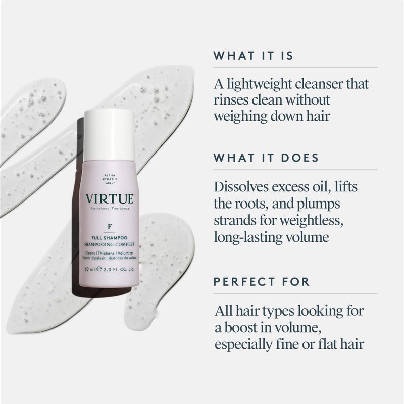 VIRTUE Full Sulfate Free Volumizing Shampoo Thickens Hair, Safe for All Hair Types, Color Safe - Image 2